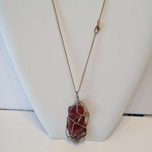 Elegant Wire-Wrapped Carnelian Pendant Necklace Hope, Energy Vitality Motivation